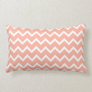 Coral and White Zig Zag Pattern. Lumbar Cushion