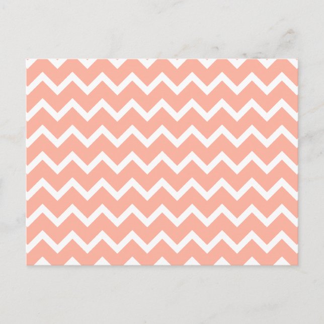 Coral and White Zig Zag Pattern. Postcard (Front)