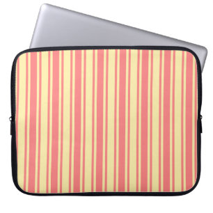 Coral and yellow candy stripes laptop sleeve