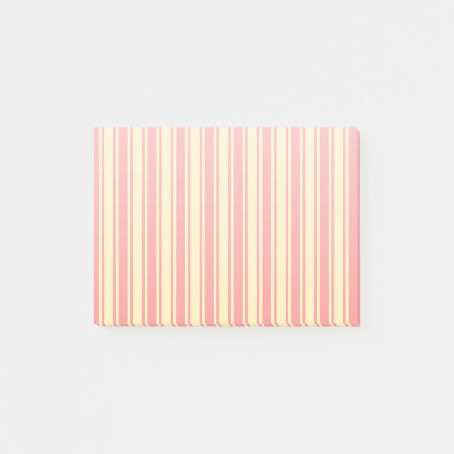 Coral and yellow candy stripes post-it notes (Front)