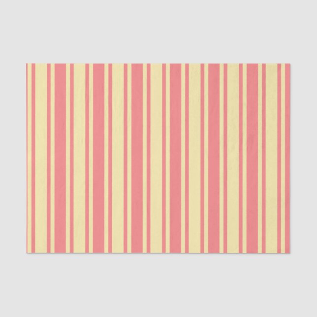 Coral and yellow candy stripes tissue paper (Front)