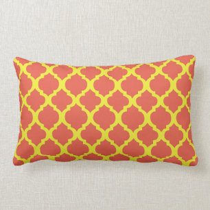 Coral and yellow Lumbar Cushion