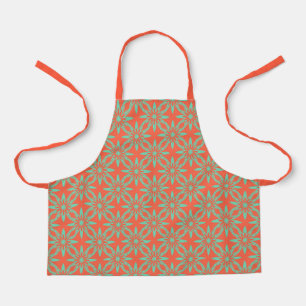 Coral Aquamarine Flower Seamless Pattern Apron