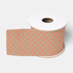 Coral Aquamarine Flower Seamless Pattern Grosgrain Ribbon