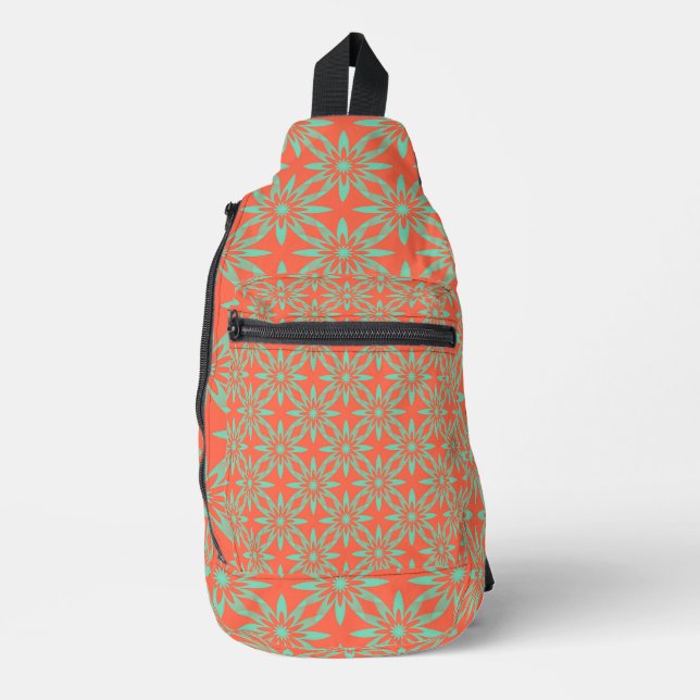 Coral Aquamarine Flower Seamless Pattern Sling Bag (Front)