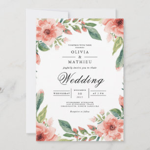 Coral Arch Blossom Flourish Wedding Invitation
