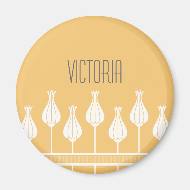 Coral Art Deco Floral Magnet (Front)