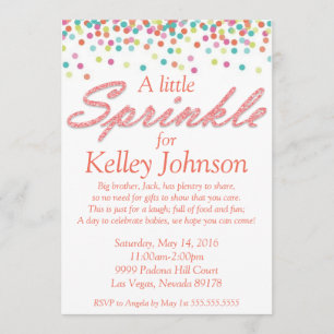 Coral Baby Sprinkle Shower Invite
