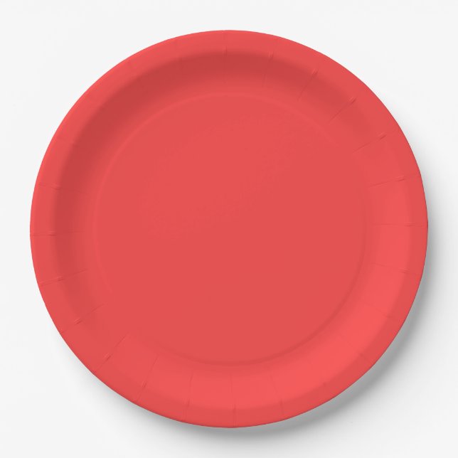 Coral Background Colour Customise This Paper Plate (Front)