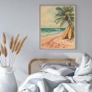 Coral Bay Dreamscape – Vintage Tropical Beach Poster