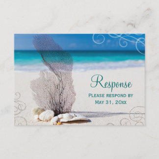Coral Beach Destination Wedding RSVP Card