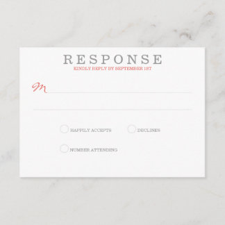 Coral Beach Wedding RSVP Card