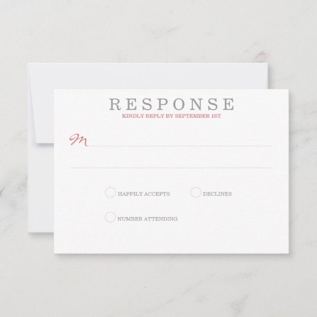 Coral Beach Wedding RSVP Card (Front)