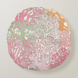 Coral Beauty: Underwater Pattern Wonderland. Round Cushion