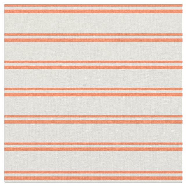 Coral & Beige Coloured Striped Pattern Fabric (Close Up)