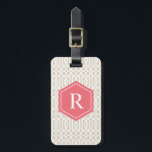 Coral & Beige Trellis | Luggage Tag<br><div class="desc">Travel in style with a custom design luggage tag! Modern and stylish tags will dress up your luggage and make it easy to quickly identity your luggage in baggage claim. Personalise this item by adding your monogram Initial and contact details. Easily customise the background colour to a shade of your...</div>