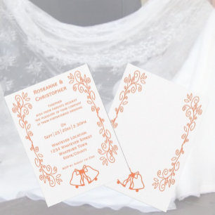 Coral Bells Scrollwork Design Wedding Invitation