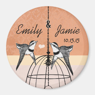 Coral Bird Cage Wedding Magnets or Customise