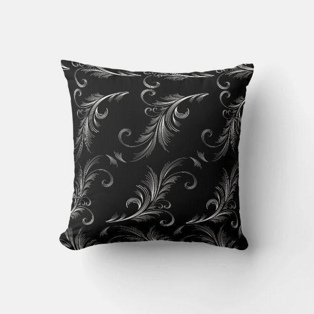 Coral/Black/ Black White  Reversible Pillow (Front)