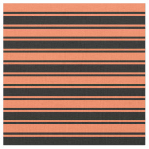 Coral & Black Pattern of Stripes Fabric
