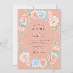 Coral Blissful Spring Wedding Invitation