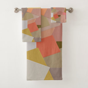 Coral Blocks Bath Towel Set