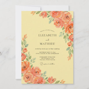Coral Bloom Flourish Wedding Invitation