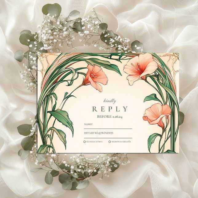 Coral Bloom wedding RSVP Card (Creator Uploaded)