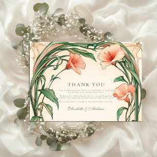 Coral Bloom wedding Thank You Card