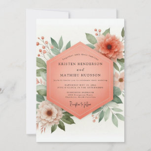 Coral Bloom Whimsy Wedding Invitation