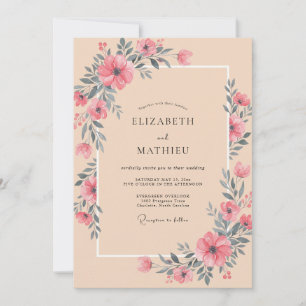 Coral Blossom Wedding Invitation