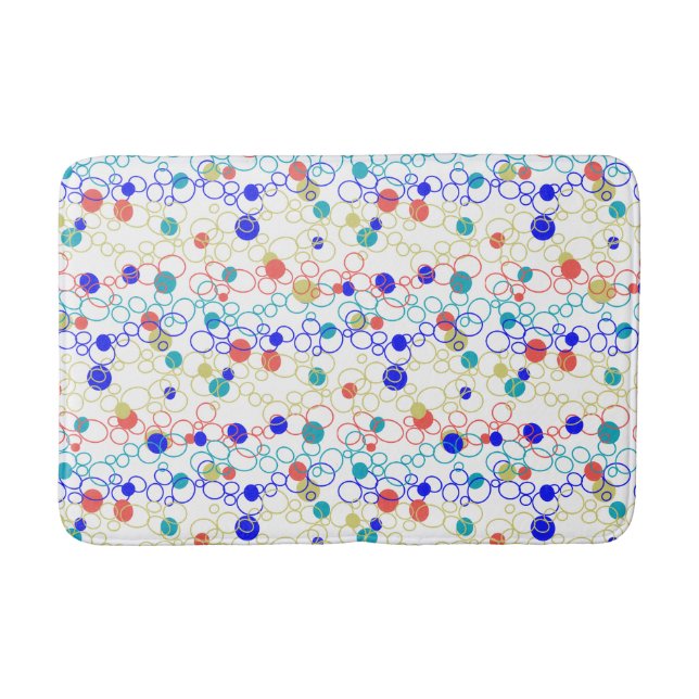 Coral Blue Aqua Lime Green Circles Dots Bath Mat (Front)