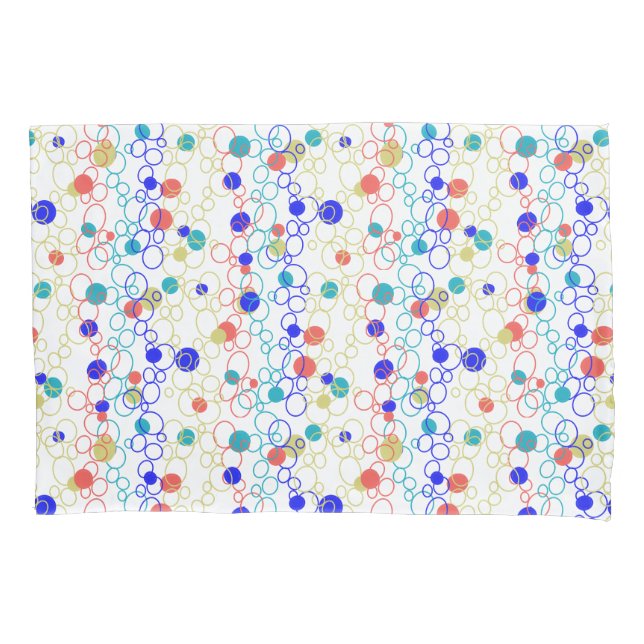 Coral Blue Aqua Lime Green Circles Dots Pillow Cas Pillowcase (Front-Left)