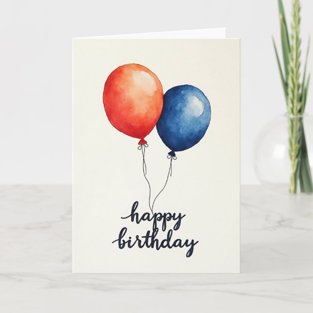 Coral Blue Birthday Art Card (Front)