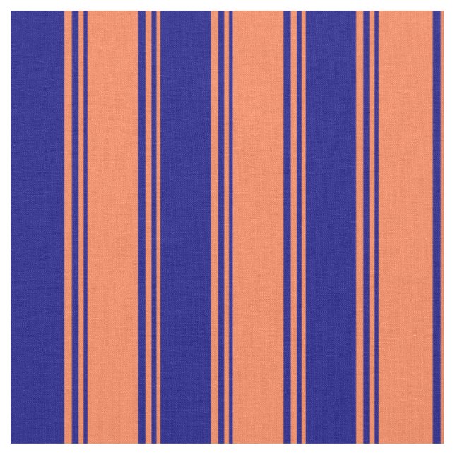 Coral & Blue Coloured Pattern Fabric (Close Up)