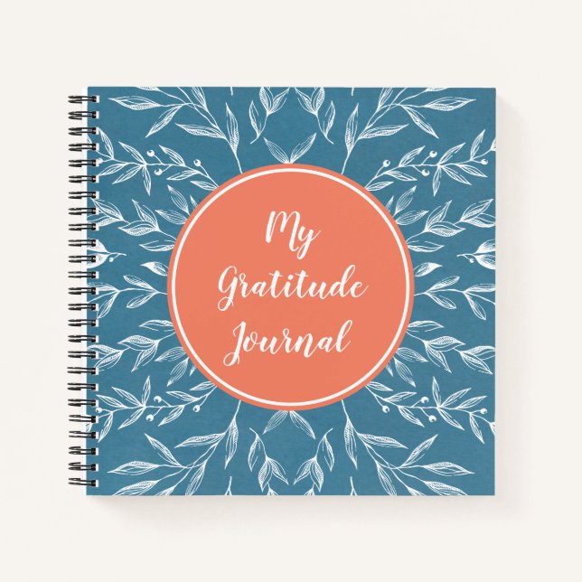 Coral & Blue Custom Gratitude Journal (Front)