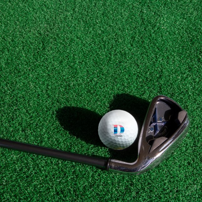  Coral blue cute  monogrammed initial D Golf Balls (Creator Uploaded)