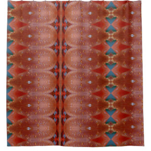 Coral & Blue Ikat Shower Curtain