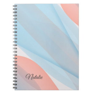 Coral blue minimal name Spiral Photo Notebook