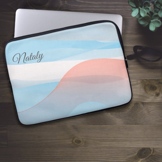 Coral blue minimalist with name Electronics Bag (Creator Uploaded)