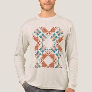 Coral Blue Rust Abstract Crisscross Southwest Look Tri-Blend Shirt