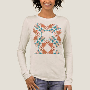 Coral Blue Rust Abstract Crisscross Southwest Look Tri-Blend Shirt