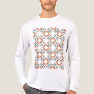 Coral Blue Rust Southwest Look Crisscross Tiles Tri-Blend Shirt