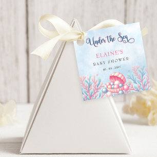 Coral Blue Under The Sea Marine Life Baby Shower  Favour Tags
