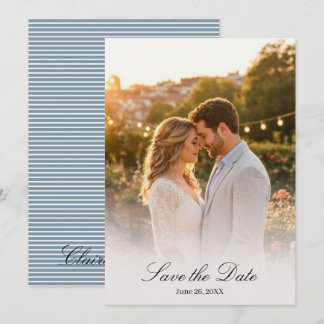 Coral Blue Wildflower Photo Save the Date