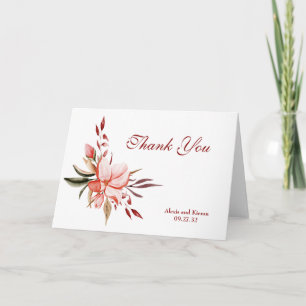 Coral & Blush Floral Thank You Note Card