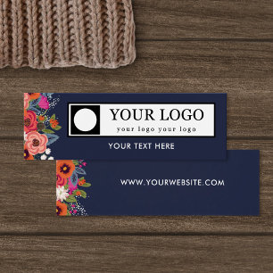 Coral Boho Florals Navy Blue Your Logo Hang Tag