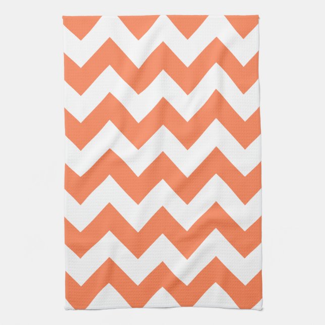 Coral Bold Chevron Tea Towel (Vertical)