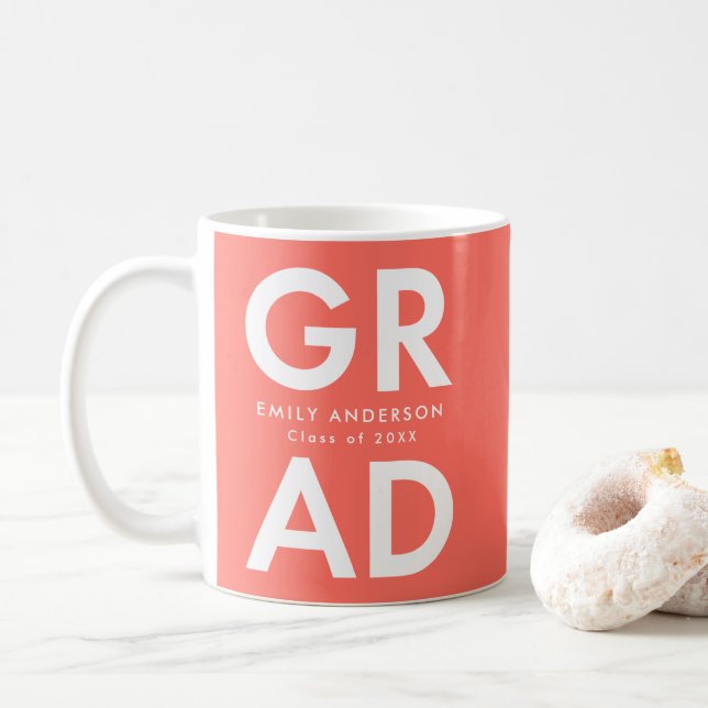 Coral | Bold Grad Graduation Coffee Mug (With Donut)