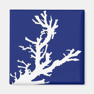 Coral branch - navy blue and white magnet